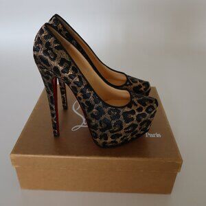 Christian Louboutin Daffodile Jacquard Leopard Pumps 160MM